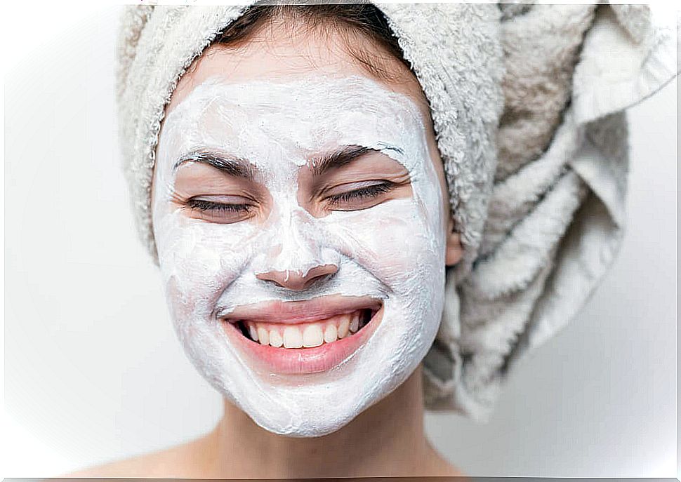 Girl with a facial mask.