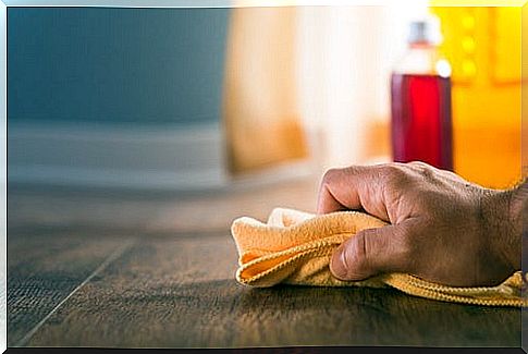 person cleaning