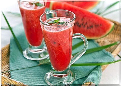 Watermelon juice and chunks