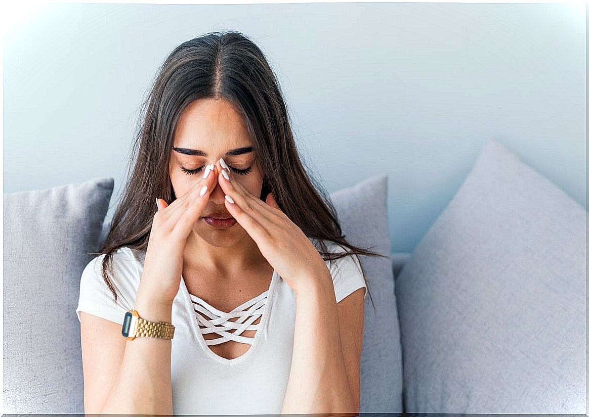 Woman with sinusitis