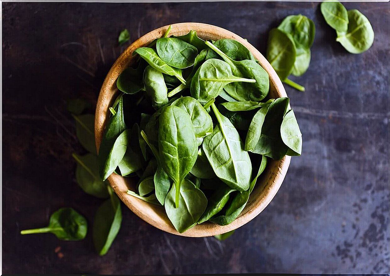 Bowl of spinach.