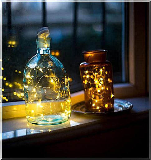 Jars with lights.